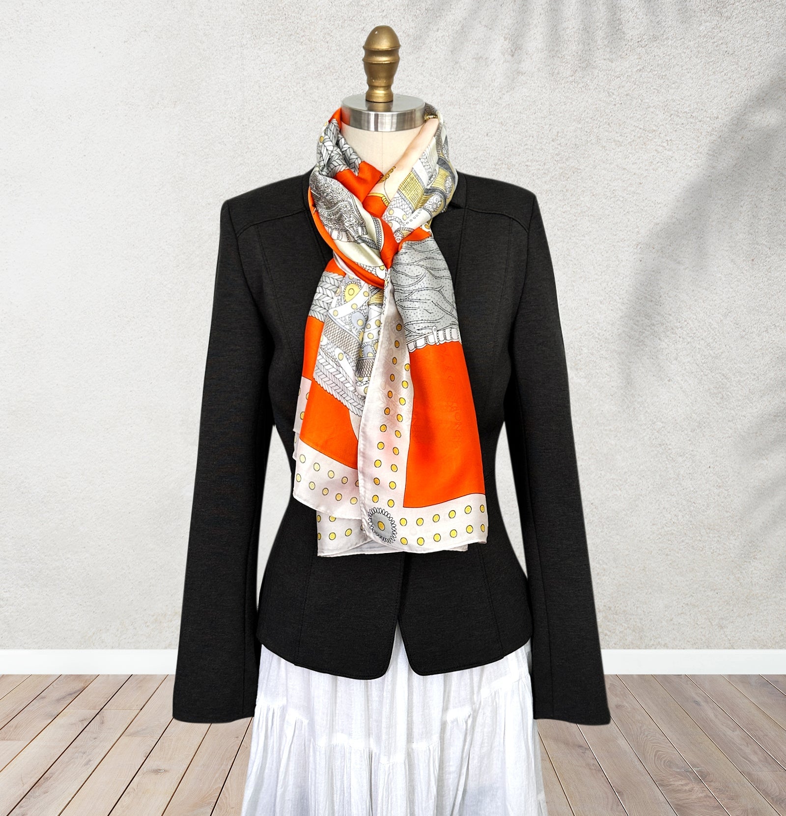 Wrapables Silk Like Satin Polyester Large Scarf Wrap, Saddle Orange