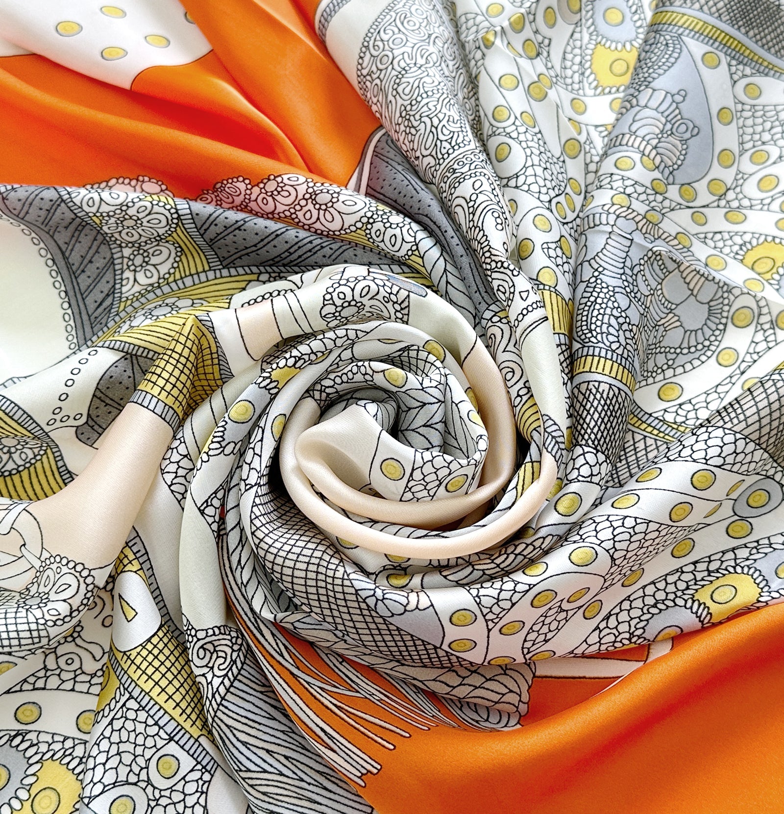 Wrapables Silk Like Satin Polyester Large Scarf Wrap, Saddle Orange