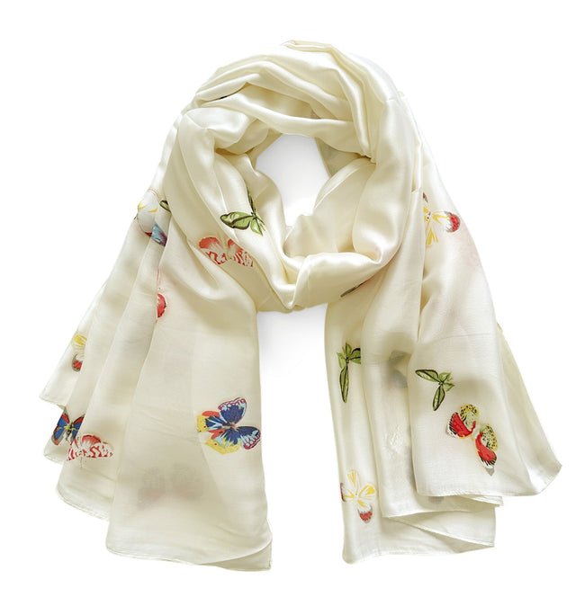 Wrapables Silk Like Satin Polyester Large Scarf Wrap, Butterflies