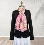 Wrapables Silk Like Satin Polyester Large Scarf Wrap, Pink Straps