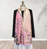 Wrapables Silk Like Satin Polyester Large Scarf Wrap, Pink Straps