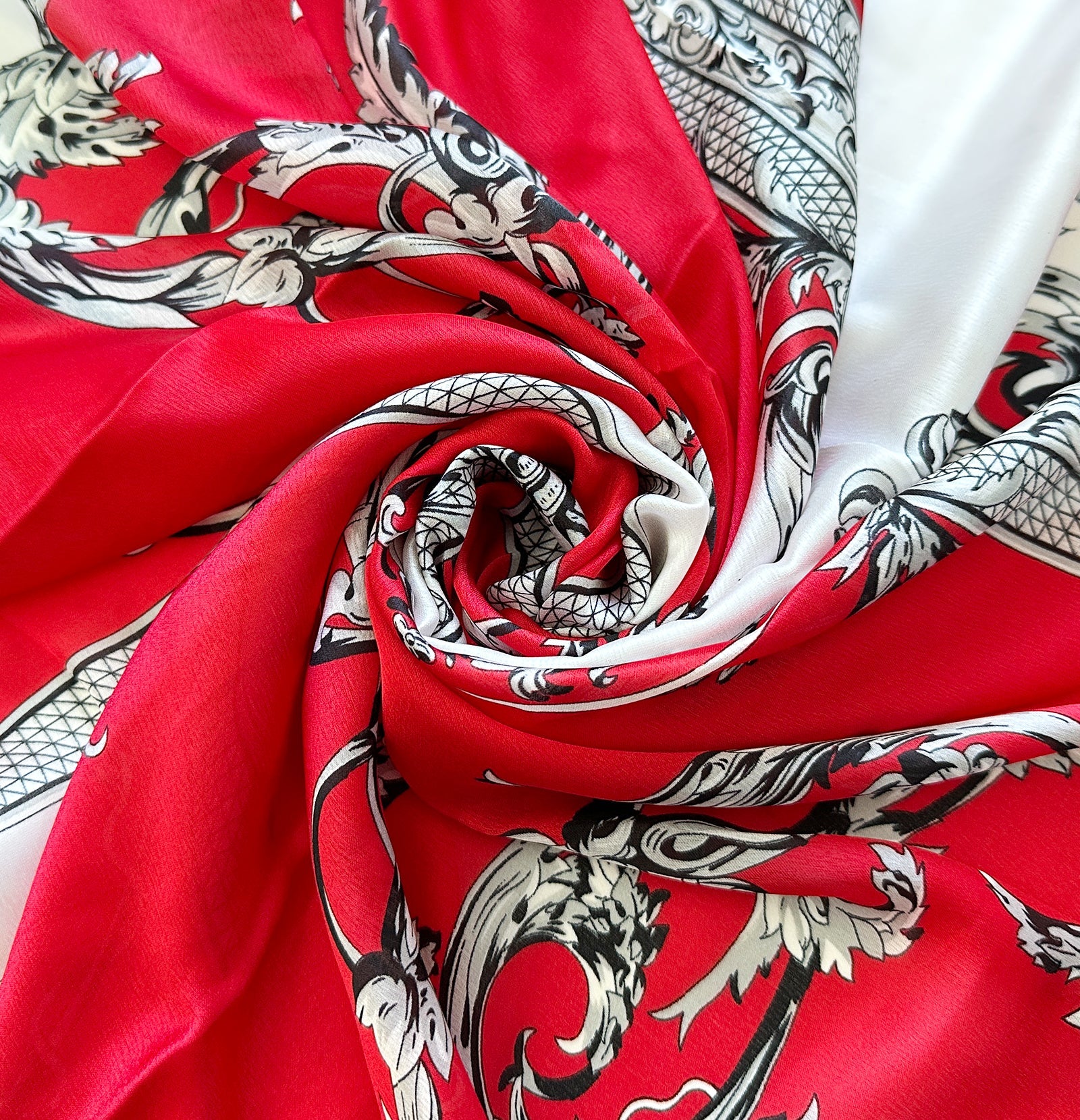 Wrapables Silk Like Satin Polyester Large Scarf Wrap, Red Regal