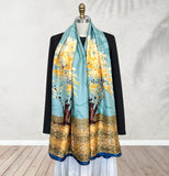 Wrapables Silk Like Satin Polyester Large Scarf Wrap, Golden Leaf Tree