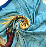 Wrapables Silk Like Satin Polyester Large Scarf Wrap, Golden Leaf Tree