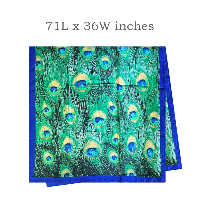 Wrapables Silk Like Satin Polyester Large Scarf Wrap, Peacock Feathers