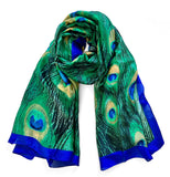 Wrapables Silk Like Satin Polyester Large Scarf Wrap, Peacock Feathers