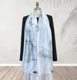 Wrapables Silk Like Satin Polyester Large Scarf Wrap, Misty Lotus Flower