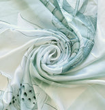 Wrapables Silk Like Satin Polyester Large Scarf Wrap, Misty Lotus Flower