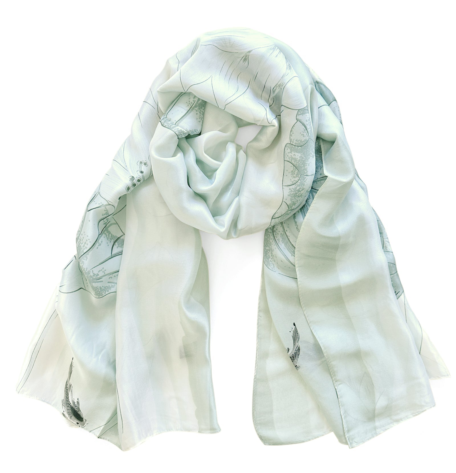 Wrapables Silk Like Satin Polyester Large Scarf Wrap, Misty Lotus Flower