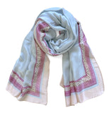 Wrapables Silk Like Satin Polyester Large Scarf Wrap, Gray & Pink