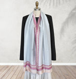 Wrapables Silk Like Satin Polyester Large Scarf Wrap, Gray & Pink