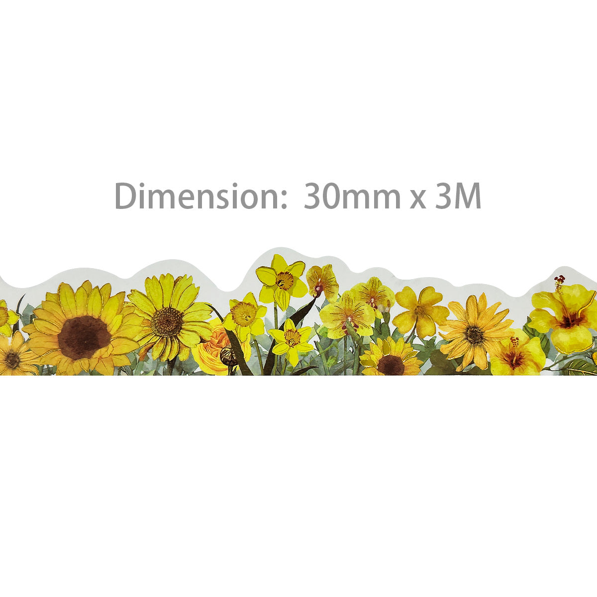 Wrapables Landscape Floral Metallic Gold Foil Washi Tape, 30mm x 3M
