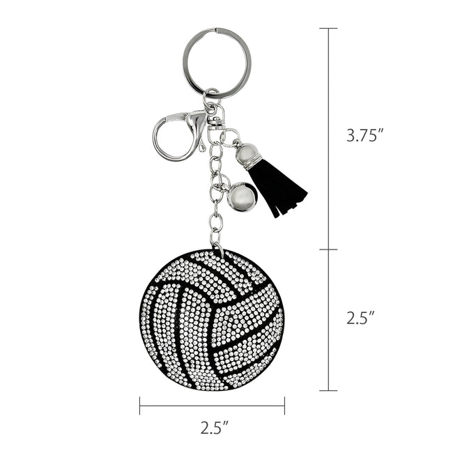 Wrapables Crystal Bling Key Chain Keyring with Tassel Car Purse Handbag Pendant, Volleyball