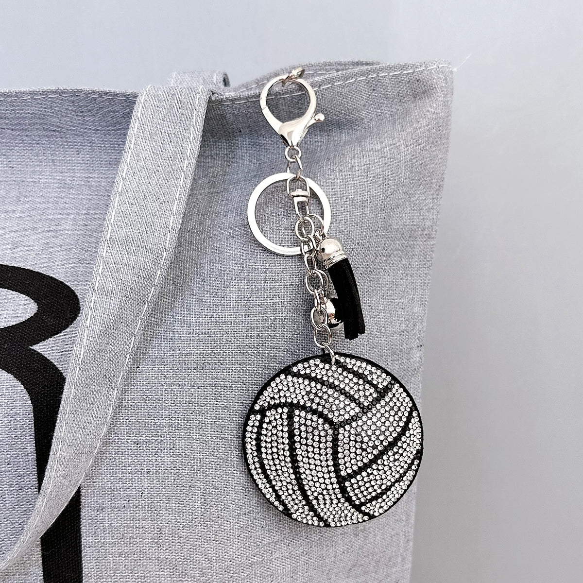 Wrapables Crystal Bling Key Chain Keyring with Tassel Car Purse Handbag Pendant, Volleyball