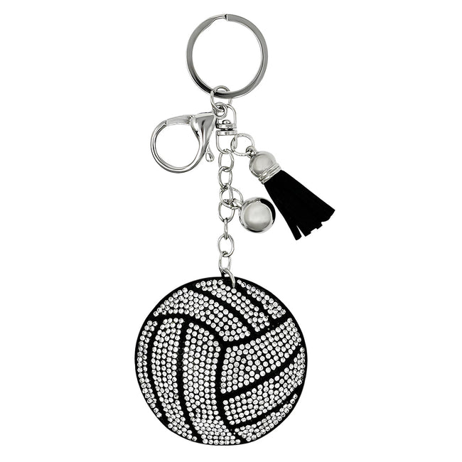 Wrapables Crystal Bling Key Chain Keyring with Tassel Car Purse Handbag Pendant, Volleyball