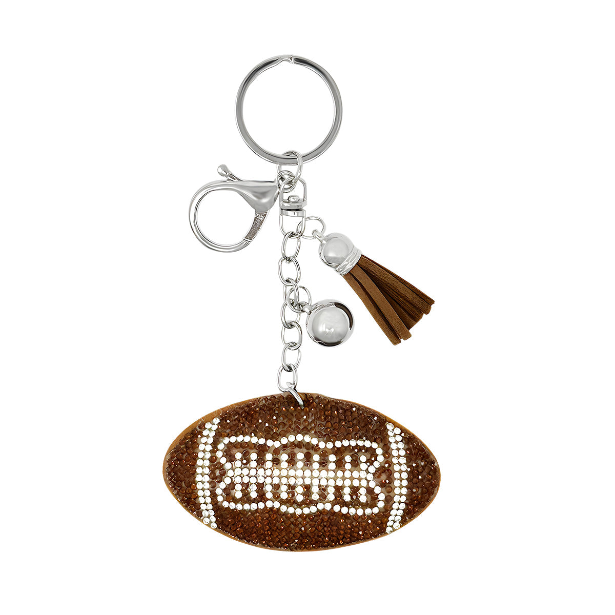 Wrapables Crystal Bling Key Chain Keyring with Tassel Car Purse Handbag Pendant, Football