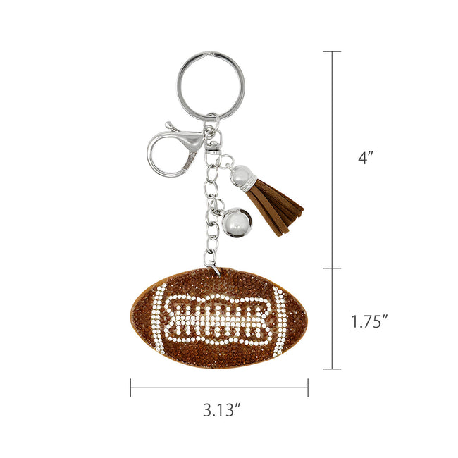 Wrapables Crystal Bling Key Chain Keyring with Tassel Car Purse Handbag Pendant, Football