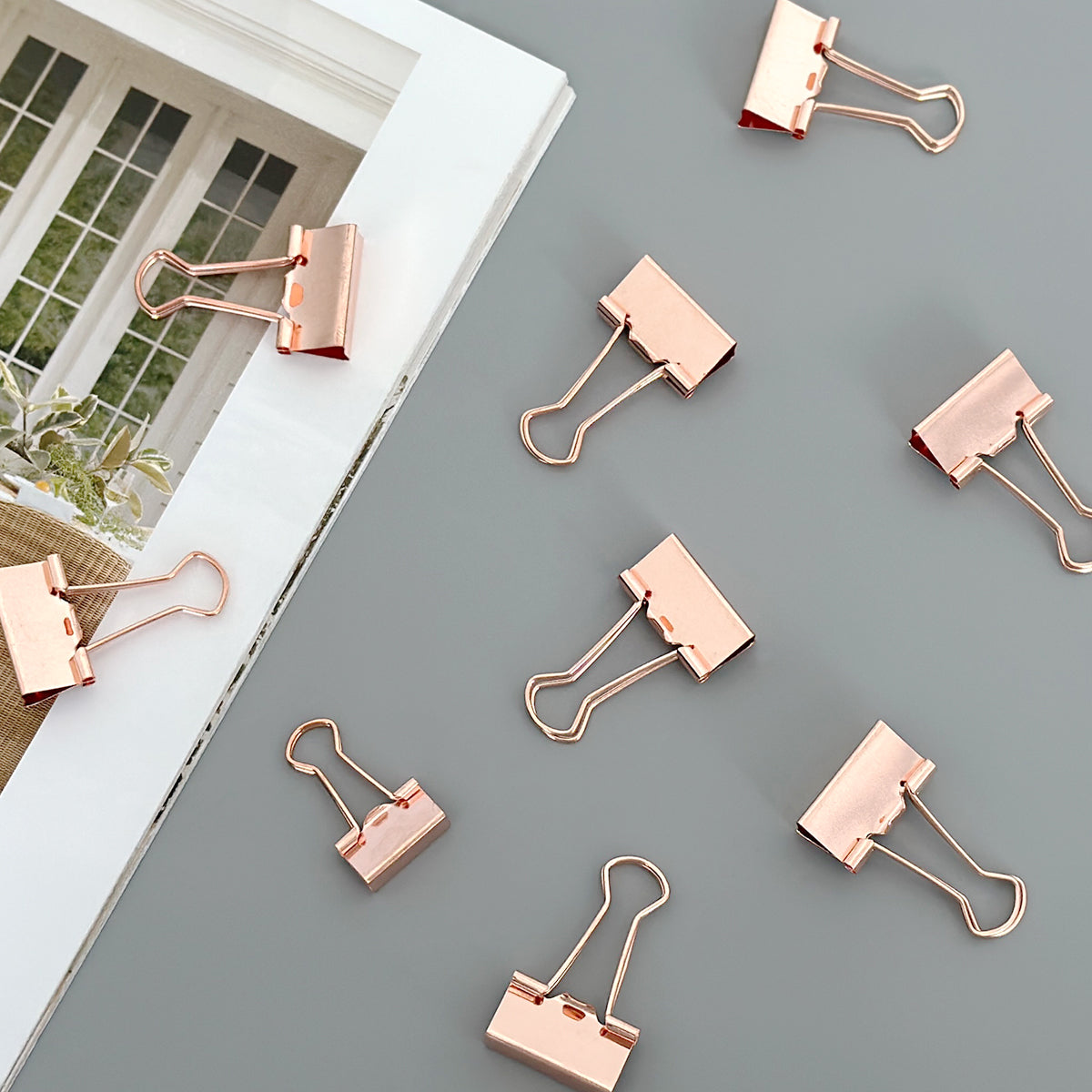 Wrapables Rose Gold Binder Clips for Office, Paper Clamps, Paper Clips, (Set of 48) Medium