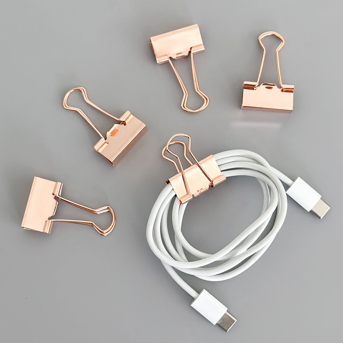 Wrapables Rose Gold Binder Clips for Office, Paper Clamps, Paper Clips, (Set of 48) Medium