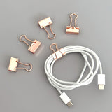 Wrapables Rose Gold Binder Clips for Office, Paper Clamps, Paper Clips