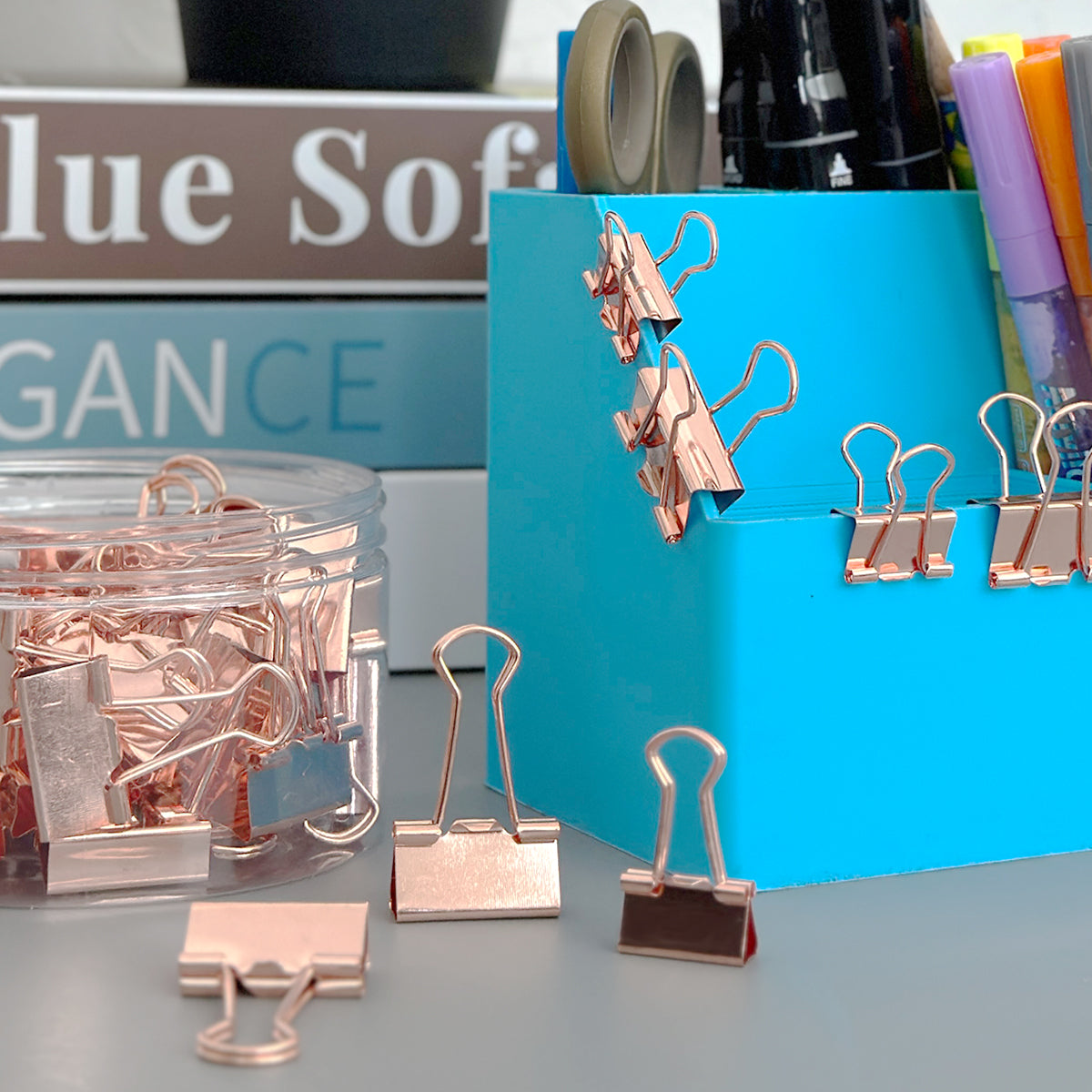 Wrapables Rose Gold Binder Clips for Office, Paper Clamps, Paper Clips, (Set of 40) Small