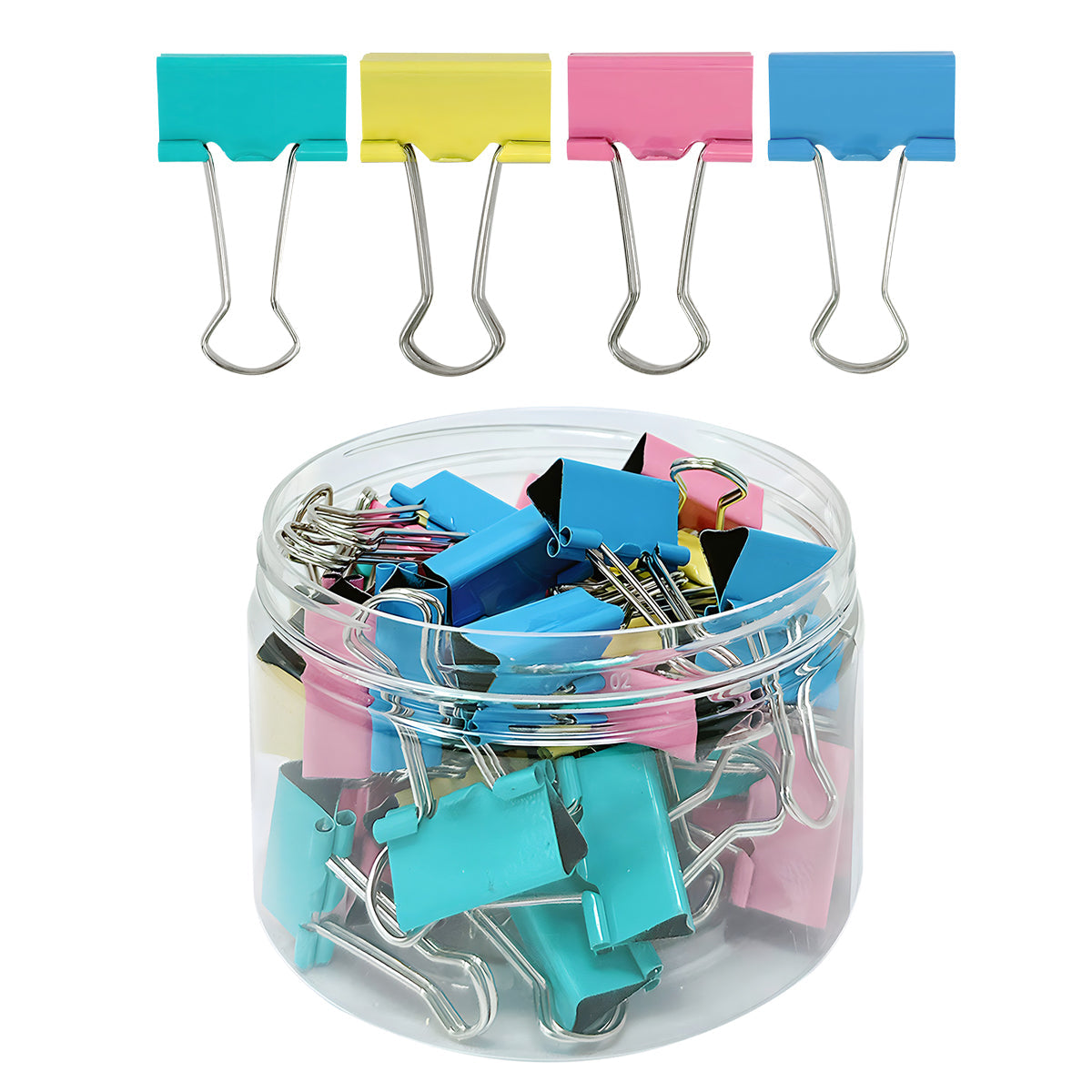 Wrapables Multicolor Binder Clips for Office, Paper Clamps, Paper Clips, (Set of 48) Medium