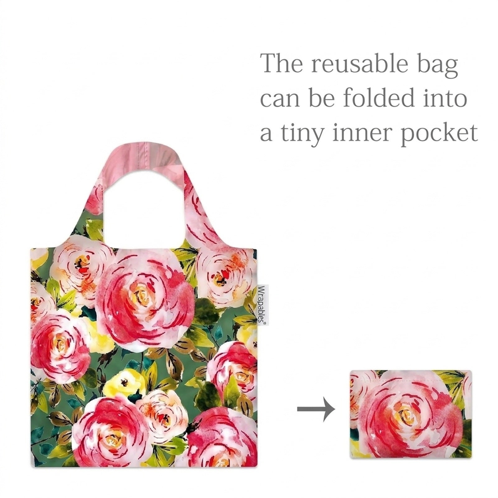Wrapables Allybag Reusable Shopping Bag, Foldable Shopping Tote Bag, Reusable Grocery Bag, Travel Bag, Grab & Go