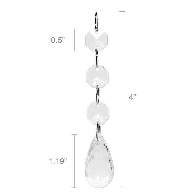 Wrapables Acrylic Hanging Crystal Bead Strands for Chandeliers, Garlands, Wedding Decorations, Christmas Tree Ornaments (20pcs), Teardrop