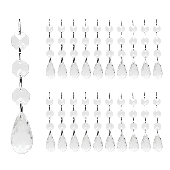 Wrapables Acrylic Hanging Crystal Bead Strands for Chandeliers, Garlands, Wedding Decorations, Christmas Tree Ornaments (20pcs), Teardrop