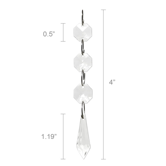 Wrapables Acrylic Hanging Crystal Bead Strands for Chandeliers, Garlands, Wedding Decorations, Christmas Tree Ornaments (20pcs), Icicle