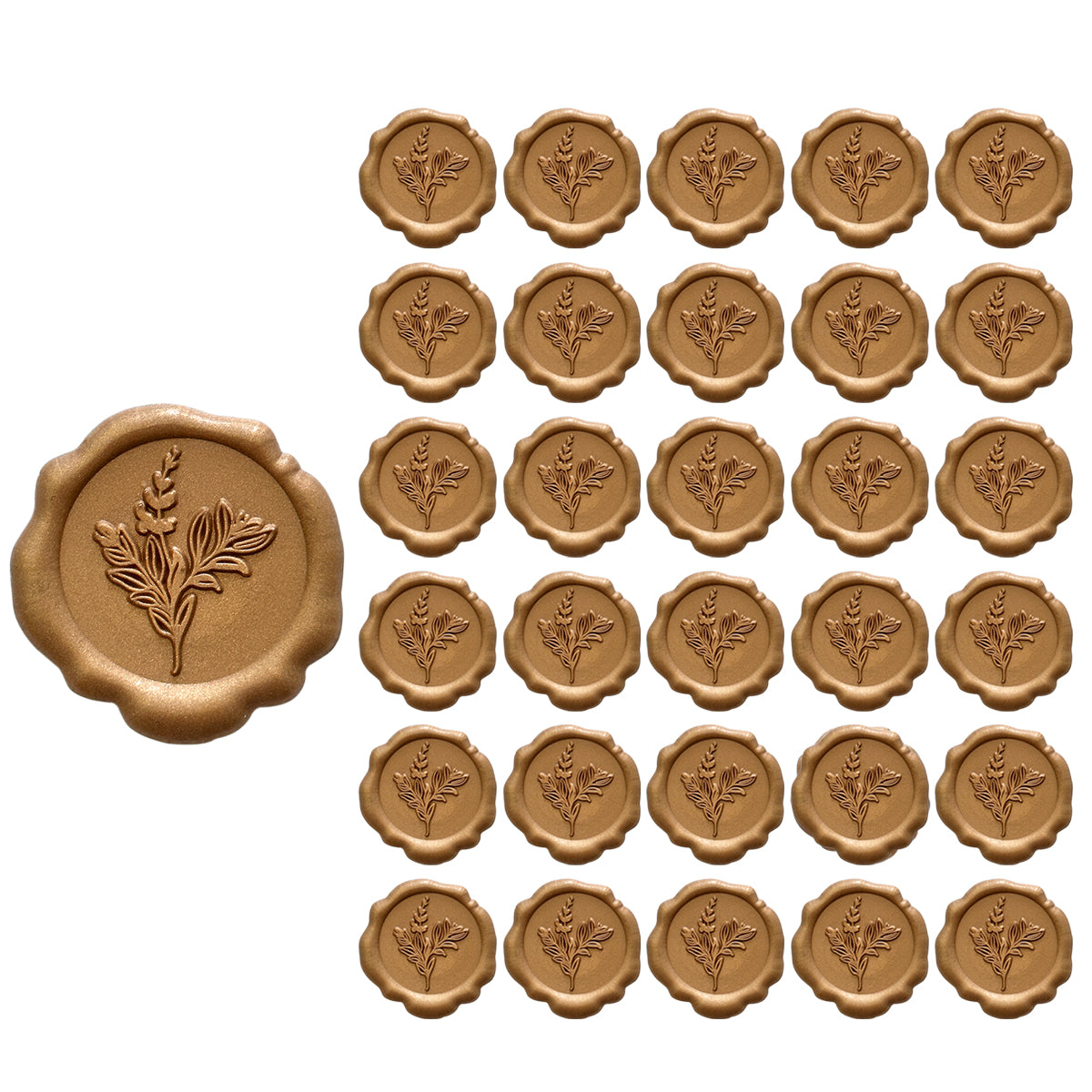 Wrapables Adhesive Wax Seal Stickers for Envelopes, Wedding Invitations, Christmas Packages, Gifts, Parties (30pcs) Bronze Rosemary