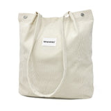 Wrapables Corduroy Tote Bag, Casual Everyday Shoulder Handbag, Cream