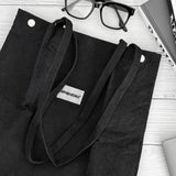 Wrapables Corduroy Tote Bag, Casual Everyday Shoulder Handbag, 2pc Black/Brown