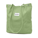 Wrapables Corduroy Tote Bag, Casual Everyday Shoulder Handbag, Light Green