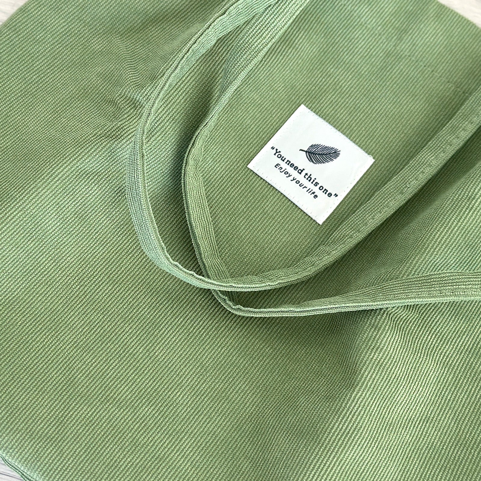 Wrapables Corduroy Tote Bag, Casual Everyday Shoulder Handbag, Light Green