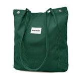 Wrapables Corduroy Tote Bag, Casual Everyday Shoulder Handbag, Forest Green
