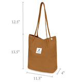 Wrapables Corduroy Tote Bag, Casual Everyday Shoulder Handbag, Brown