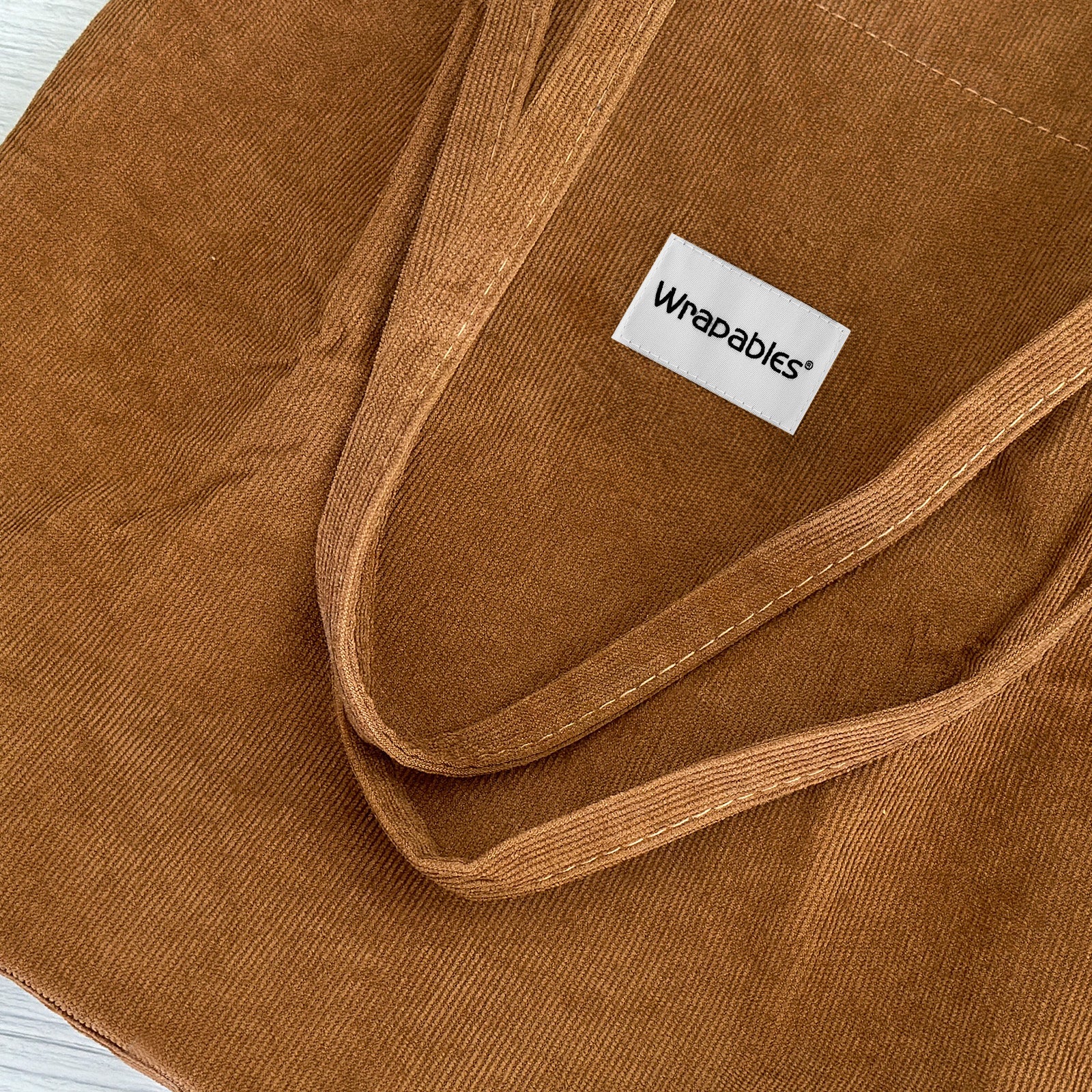 Wrapables Corduroy Tote Bag, Casual Everyday Shoulder Handbag, 2pc Black/Brown