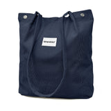 Wrapables Corduroy Tote Bag, Casual Everyday Shoulder Handbag, Navy