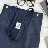 Wrapables Corduroy Tote Bag, Casual Everyday Shoulder Handbag, Navy