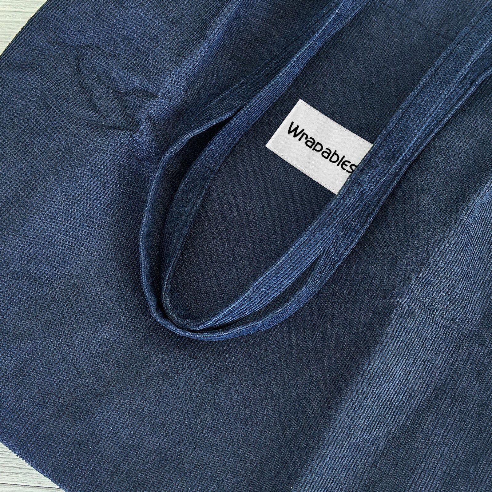 Wrapables Corduroy Tote Bag, Casual Everyday Shoulder Handbag, Navy