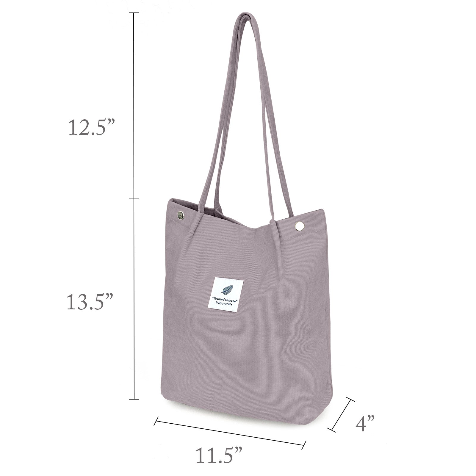 Wrapables Corduroy Tote Bag, Casual Everyday Shoulder Handbag, Lavender