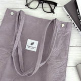 Wrapables Corduroy Tote Bag, Casual Everyday Shoulder Handbag, Lavender