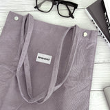 Wrapables Corduroy Tote Bag, Casual Everyday Shoulder Handbag, 2pc LtGreen/Lavender