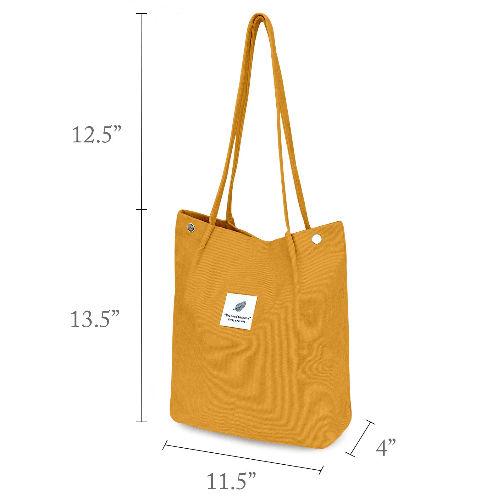 Wrapables Corduroy Tote Bag, Casual Everyday Shoulder Handbag, Marigold