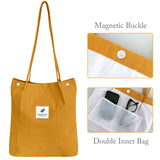 Wrapables Corduroy Tote Bag, Casual Everyday Shoulder Handbag, Marigold