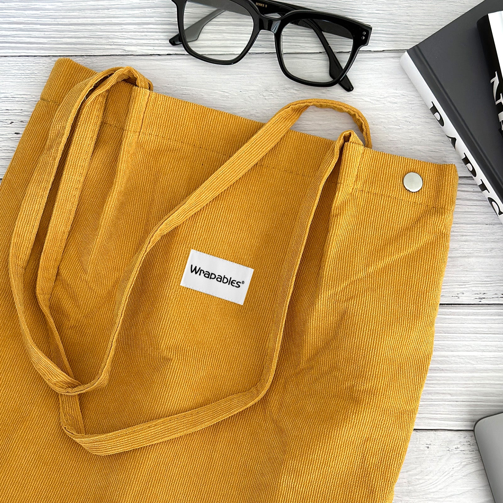 Wrapables Corduroy Tote Bag, Casual Everyday Shoulder Handbag