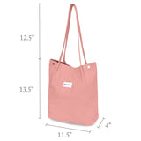 Wrapables Corduroy Tote Bag, Casual Everyday Shoulder Handbag, Light Pink