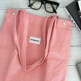 Wrapables Corduroy Tote Bag, Casual Everyday Shoulder Handbag, Light Pink