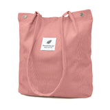 Wrapables Corduroy Tote Bag, Casual Everyday Shoulder Handbag, Light Pink